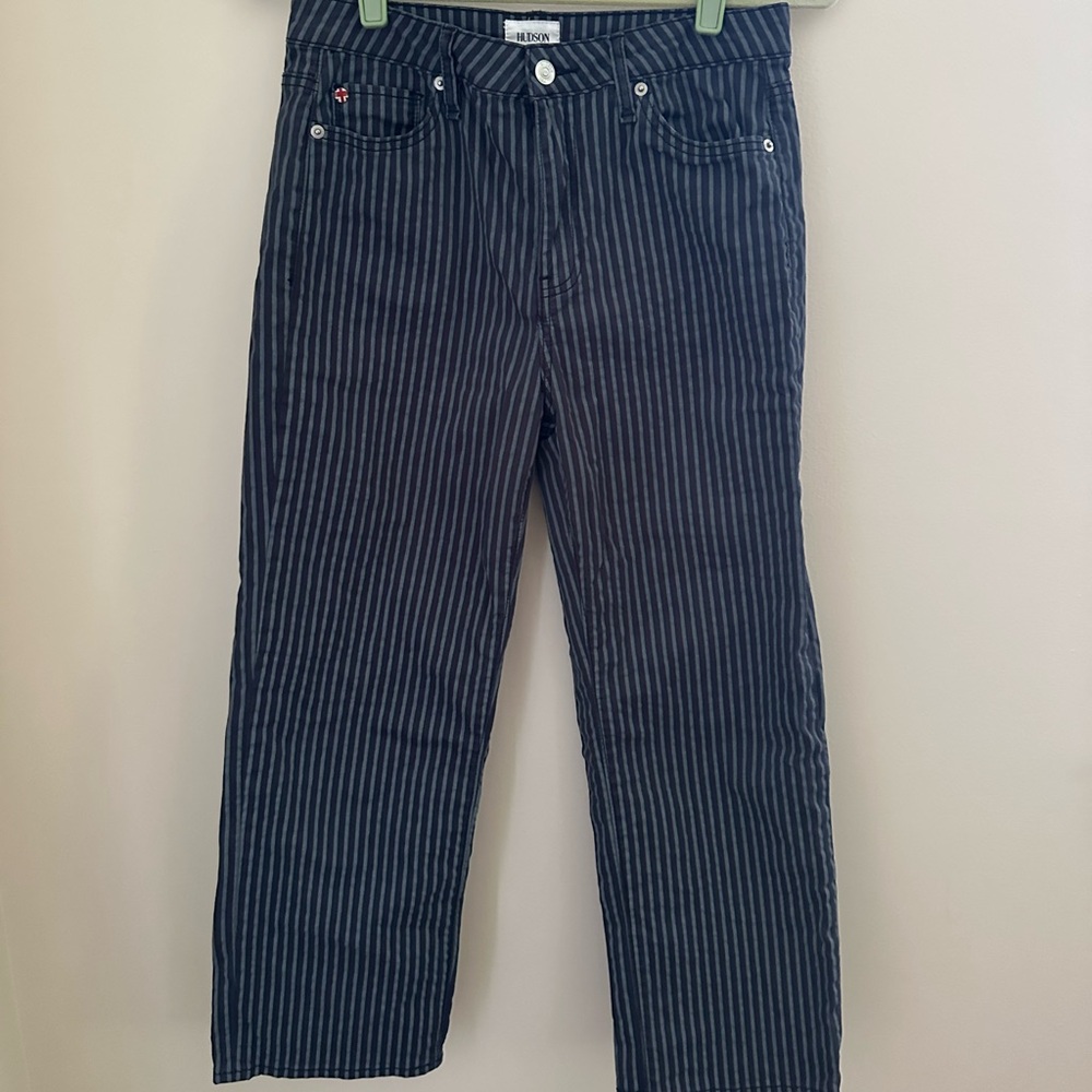 Hudson Jeans Noa Midrise Straight Cropped Striped Jeans